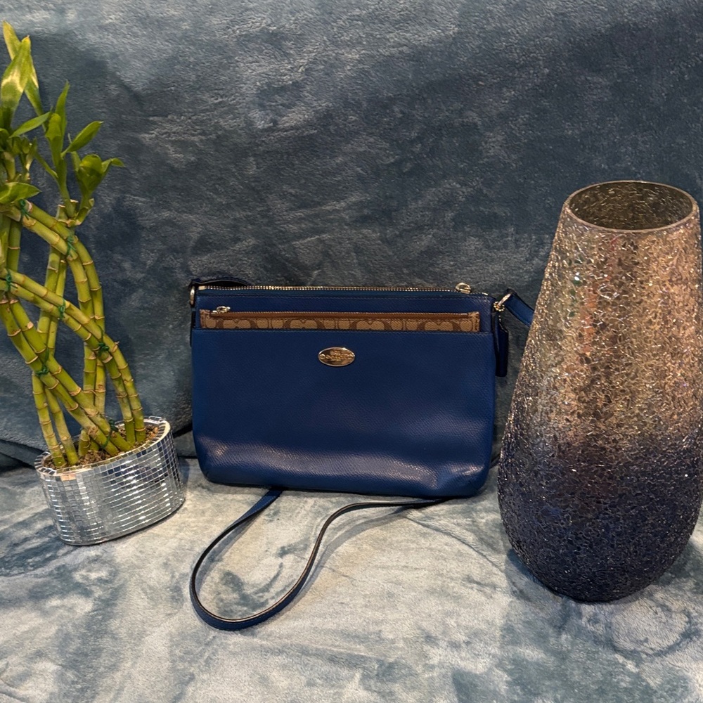 Blue Leather Crossbody Bag